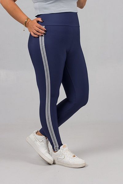 Truva XXL Comfortable and Stylish Plus Size Striped Navy Blue Leggings
