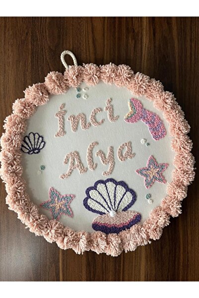 punch passion Bebek kapı süsü, hastane kapı süsü, 30 cm, punch nakışlı, isiml...