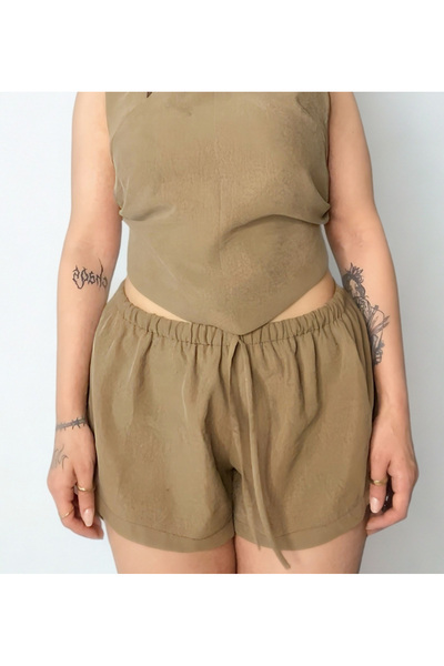 Oment Design Rosa Linen Lace-Up Shorts - Women's Low-Waist Short Linen Shorts
