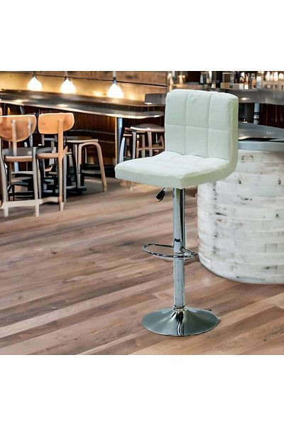 Al Saada Home Rotating White Leather Bar Chair 114 x 45 x 45 cm