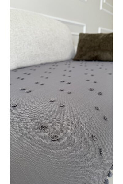 DİLETTO Bohem Püsküllü Oturma Yerini Kapatan Koltuk Örtüsü Gri 90 X 200