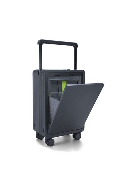 SAEH Luggage Smart Cabin Travel Bag with Front Laptop Cover, Dark Grey