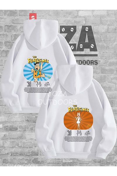 Jobia Outdoors Unisex Fred Flintstone Vilma Printed Lover Couple Combination Design Hooded Sweatshirt Set of 2
