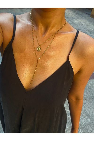 Hoop jewelery Steel Vintage Model Two Chain ​​Y Necklace