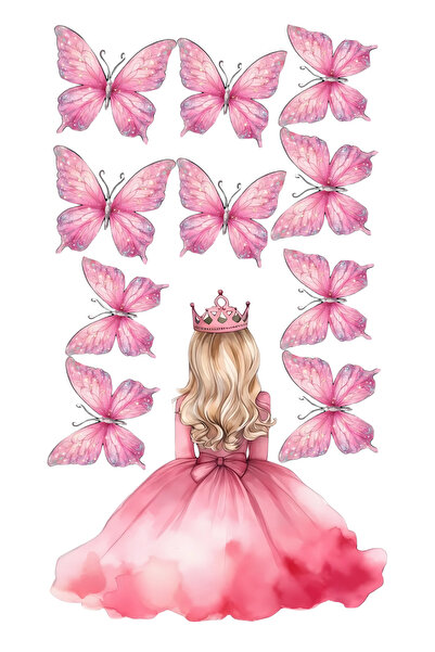 BatıDoğu Kelebek ve Kız Yenilebilir Cupcake ve Pasta Resim Baskı