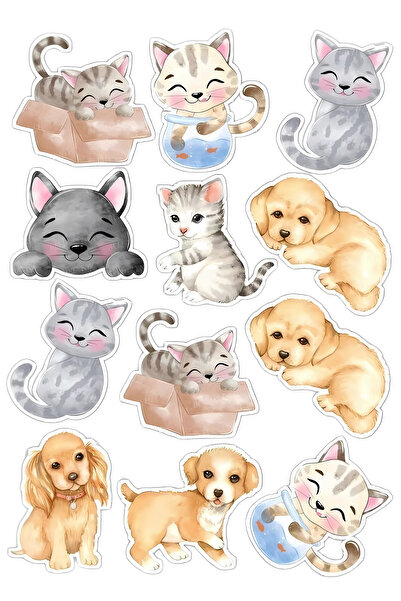 BatıDoğu Kedi ve Köpekler Yenilebilir Cupcake ve Pasta Resim Baskı