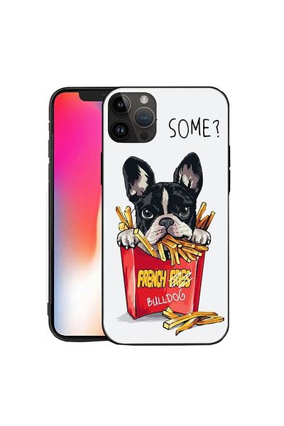 OEM Husa de Protectie, Husa de Protectie pentru iPhone 15 Pro Max, din TPU, Imprimeu Bulldog SOME, Alb