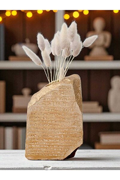 DNZ DEKOR Antik Mısır Rosetta Stone Obje (Gold Detaylı)
