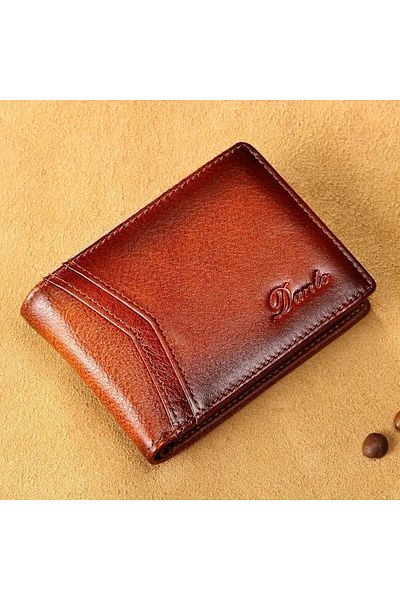 CRTX DANTE Men's Vintage Slim Wallet Made of Genuine Leather, Embossed Logo