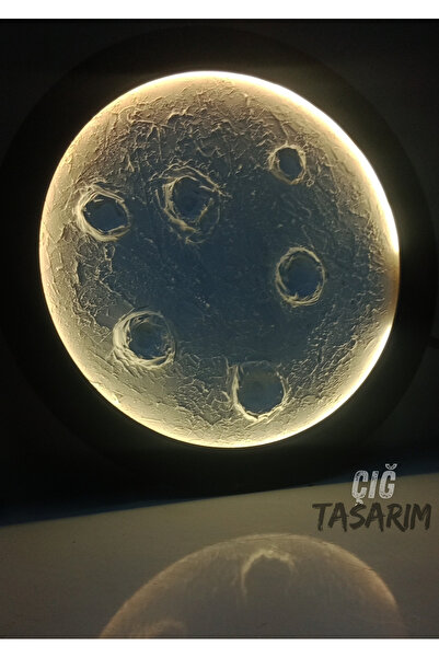 Çığ Tasarım Led Işıklı Ay Ledli Dolunay Işıklı Dolunay Gerçekçi Ay Tablosu El Yapımı Ledli Dolunay Tablo