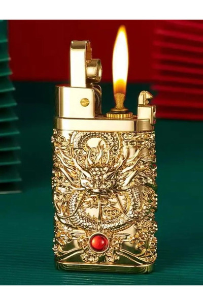 H.D ÇAKİBİÇAK DÜNYASİ Ejderha Yeniden Kullanılabilir Antika Yumuşak Alev Çakmak Yakıt Deposu Metal Taşlama Çarkı Gazyağı