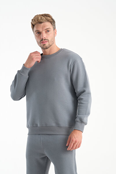 kaphone 10 Erkek Pamulu 3 İplik İçi Polarlı 0 Yaka Eşofman Takımı