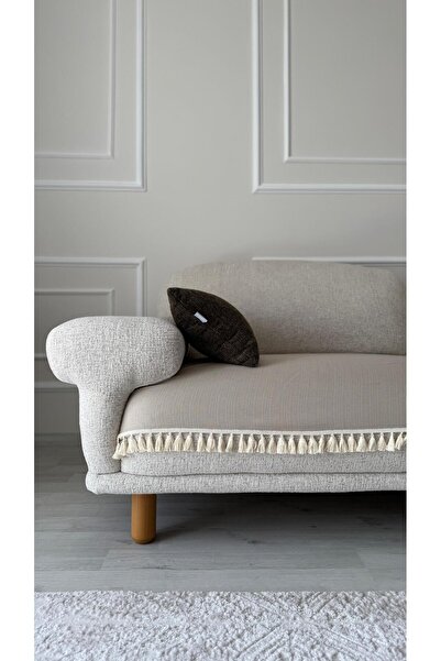 DİLETTO Богемський пухнастий чохол для сидіння, що не ковзає, бежевий, 90 х 200