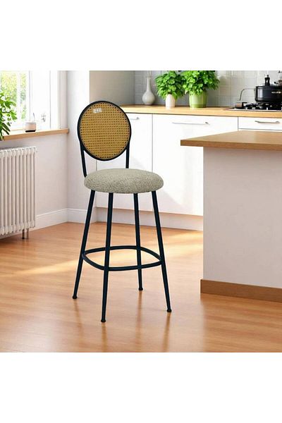 Al Saada Home Premium Barstool - Beige - ‎48 x 45 x 93 cm