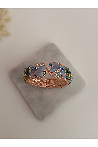 YENGEÇ Mineli Mavi Çelik Kelepçe Bileklik