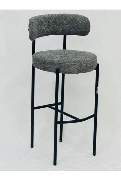 Al Saada Home Limited Quantity Velvet Bar Chair - Gray - 113 x 55 x 43 cm