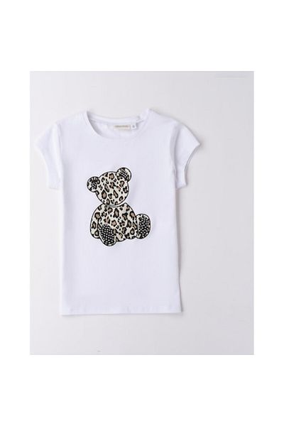 Sarabanda - T-Shirt with Print for Girls, White, Brown, Animal Print, 170 cm