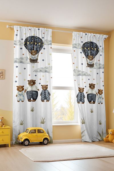 EVPANYA Cute Bear Family Pattern Παιδική κουρτίνα φόντου βρεφικού δωματίου (Τιμή μονής πτερύγιο)