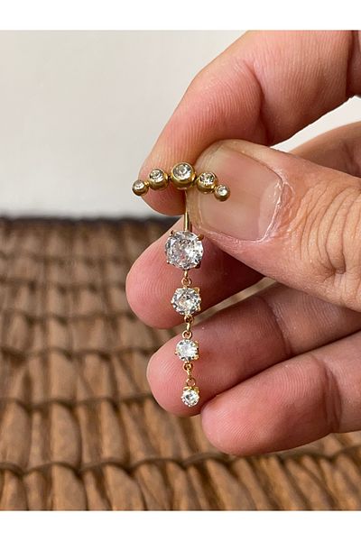 Rupen Kraft 316 L Surgical Steel Zircon 5 Stone Model Special Design Navel Piercing
