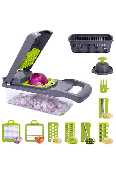 OEM răzătoare multifuncțională pentru legume, fructe, brânzeturi, gri/verde