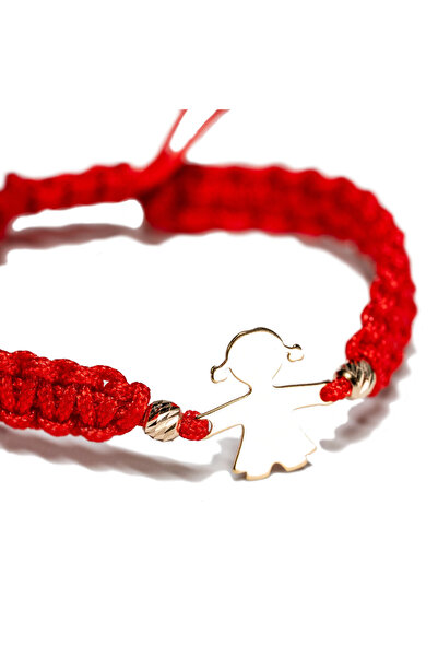 MANAVA Brățară aur copii cu Fetiță și 2 bile de Aur 14k