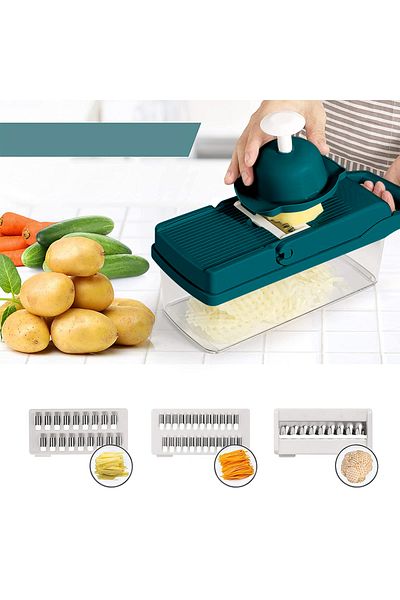 OEM Vegetable chopper 15in1, Stainless steel/ABS, Blue