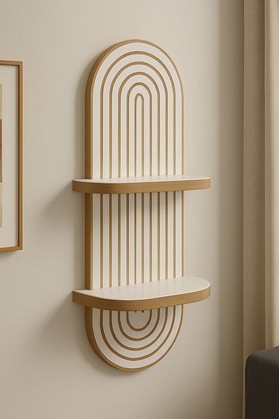 home plus mobilya Arya Decorative Wall Shelf Balcony Decor Shelf Mdf White 70*20 cm