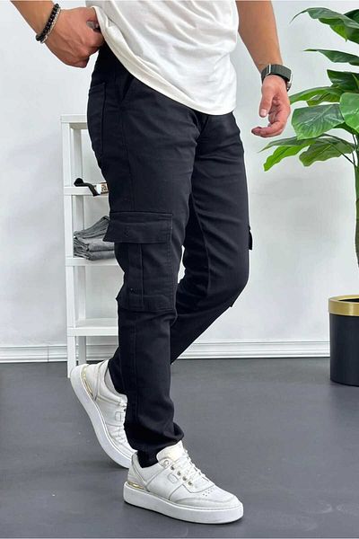 LORDA GİYİM Men's Side Pocket Cargo Pants Buttoned Lycra Flexible Commando