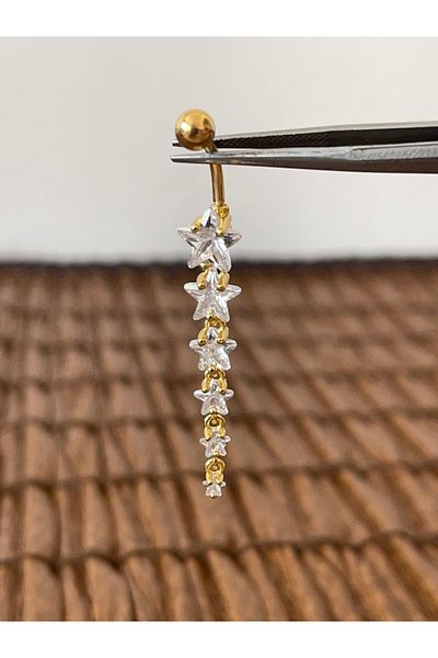 Rupen Kraft 316 L Surgical Steel Star Cut Zircon Shiny Stone Navel Piercing