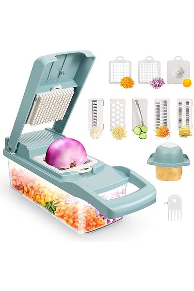 OEM Vegetable chopper 15in1, TopGearWorld, Stainless steel/ABS, Light blue