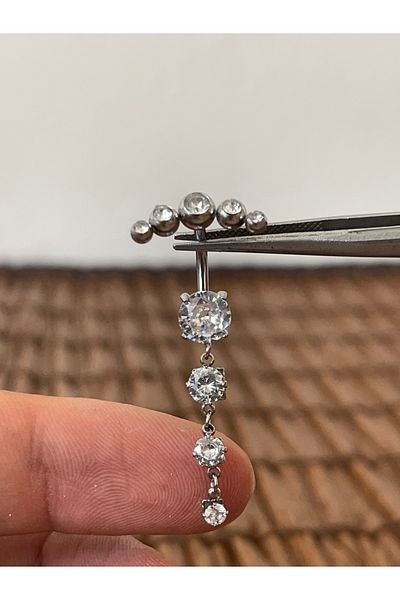 Rupen Kraft 316 L Surgical Steel Zircon 5 Stone Model Special Design Navel Piercing