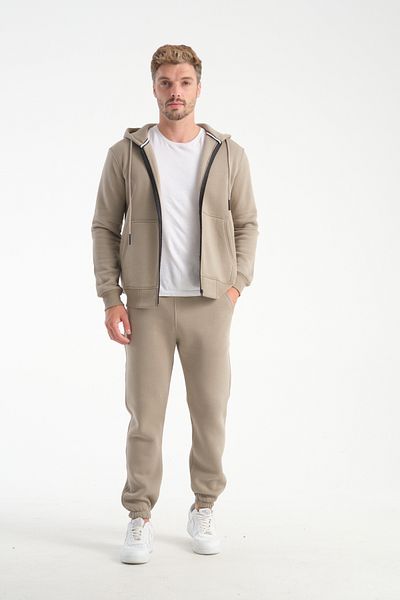 kaphone 10 Men's Pamulu 3 Thread Inside Fleece Full Zip Hooded Tracksuit Set
