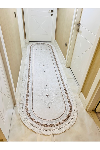 Bordo Halı BEYAZ GOLD Yıkanabilir Kaymaz Taban Halı Mutfak Salon Dekor ara ho...