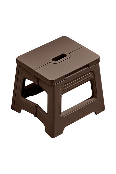 OEM Scaun pliabil, portabil, antiderapant, plastic, 28,5 x 19 x 24 cm, maro
