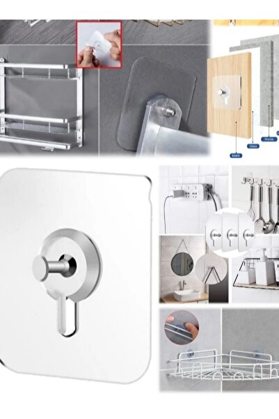 HZL HOME 1 Adet Delme Gerektirmeyen Güçlü Yapışkanlı Vidalı Duvar Askısı -Kol...