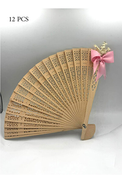 GIFT مرواح خشبية مع تنسيق الفيونكا ( 12حبة)