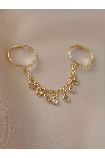 Eva Takı Store Şahmaran Damla Başak Model Zircon Stone Adjustable Gold Gold Colored Ring