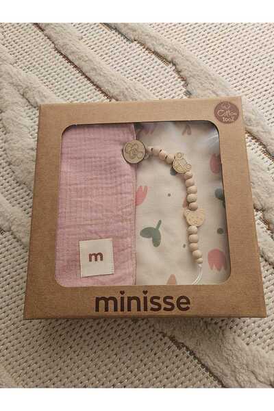 Minisse MÜSLİN VE PENYE BATTANİYE SETİ ( EMZİK ASKISI HEDİYELİ )