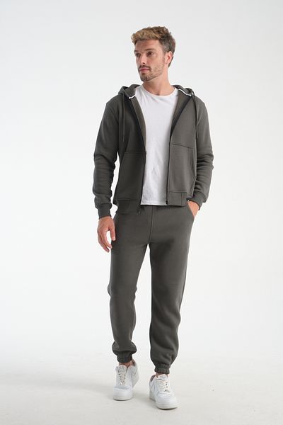kaphone 10 Men's Pamulu 3 Thread Inside Fleece Full Zip Hooded Tracksuit Set
