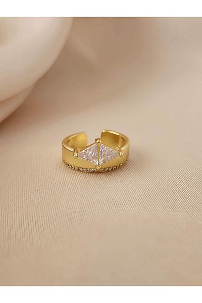 Eva Takı Store Baguette Solitaire Model Joint Cartilage Bone Adjustable Gold Color Ring