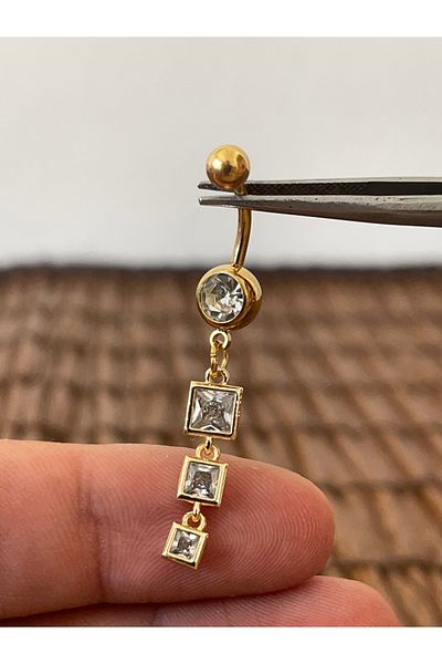 Rupen Kraft 316 L Surgical Steel Zircon Stone Diamond Model Shiny Navel Piercing