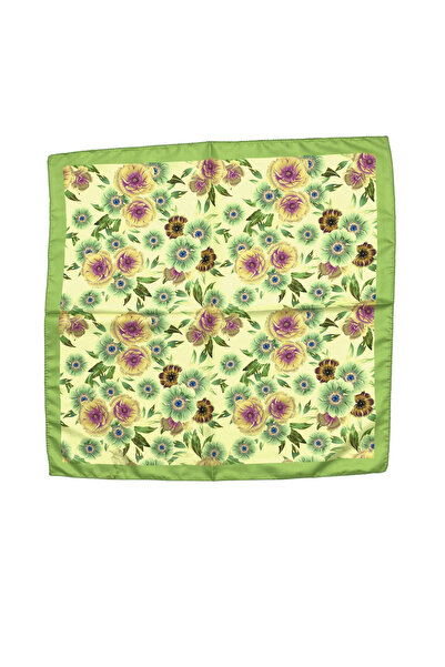 Sultan İpek Bahar Çiçekleri Desenli Fular / Bandana 48x48