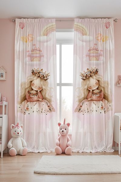EVPANYA Princess in the Dream Patterned Children's Baby Room Background Curtain (Single Wing Pricing)