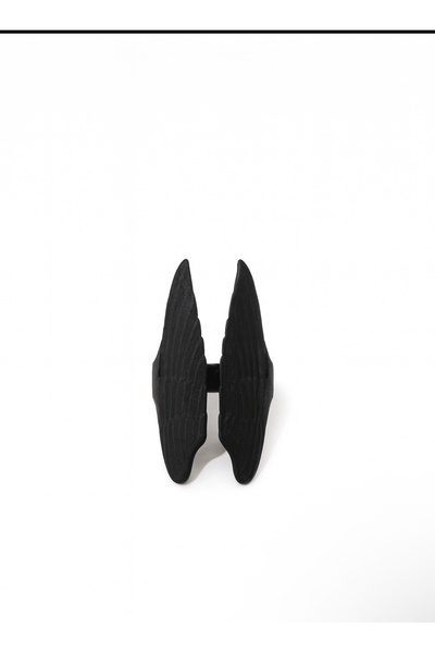 facnspt خاتم قابل للتعديل مع شكل جناح الملاك الأسود - طراز قوطي