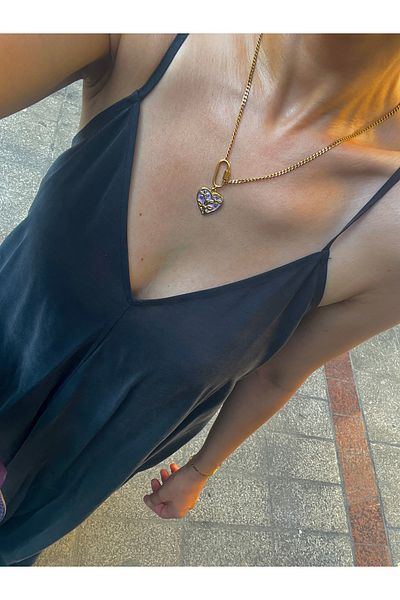 Hoop jewelery Steel Lock Detail Lila Heart Necklace