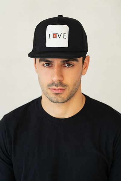 CosmoOutlet Men's Love Written Adjustable Hip Hop Model Black Hat