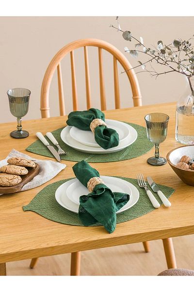 LC Waikiki LCW HOME Σετ ψάθινο σετ με φιγούρες φύλλων 2 τεμαχίων 49 cm (W5)