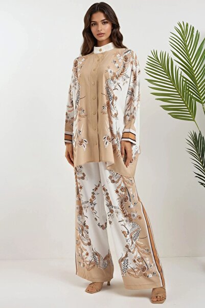 Hiccup Set din două piese cu talie înaltă cu guler floral