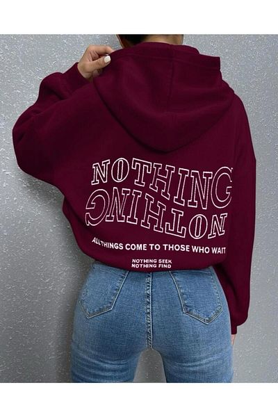 Hunors Sportswear & Company NOTHING BACK PRINT HOODED OVERSIZE SWEATSHIRT