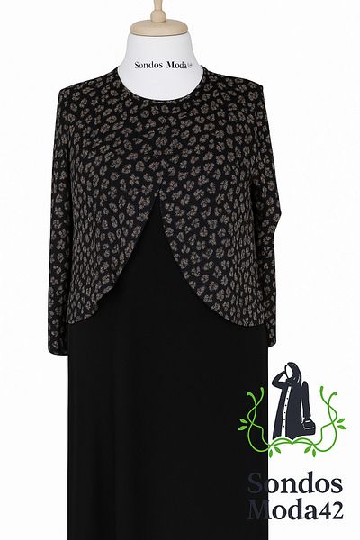 HESNA Black Zuhal Jacket Plus Size Stylish High Quality Mother Evening Dress Suit